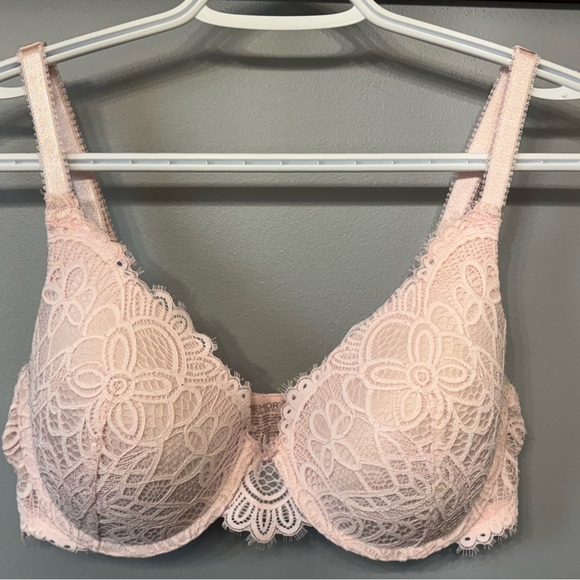 La Vie En Rose Lightly Lined Memory Foam Pink Lace Bra D34 - Picture 2 of 6